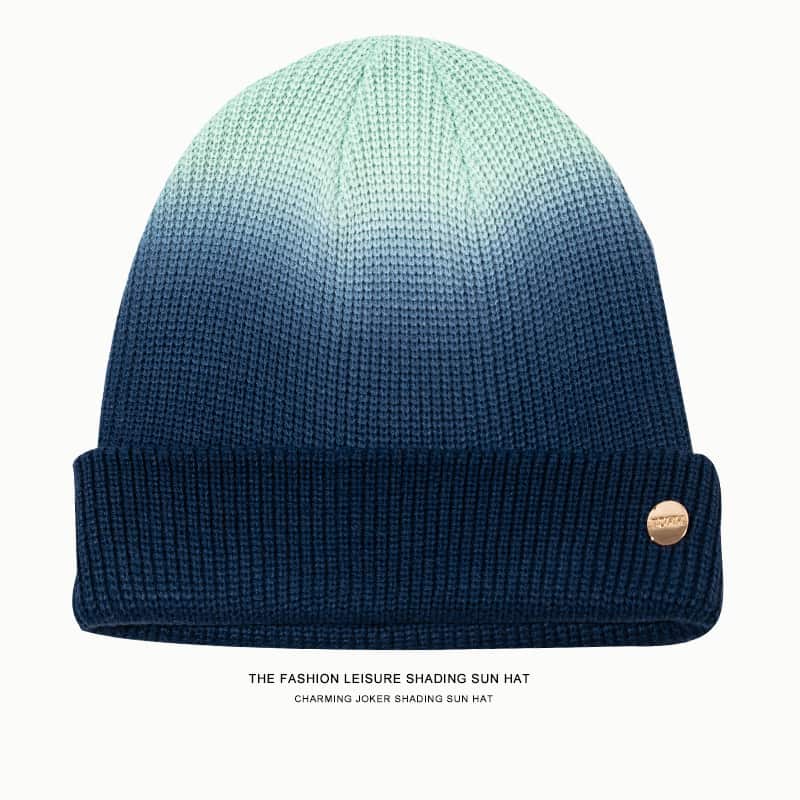 H00009 Stripe Gradient Tie-dye strikket hat i efterår og vinter