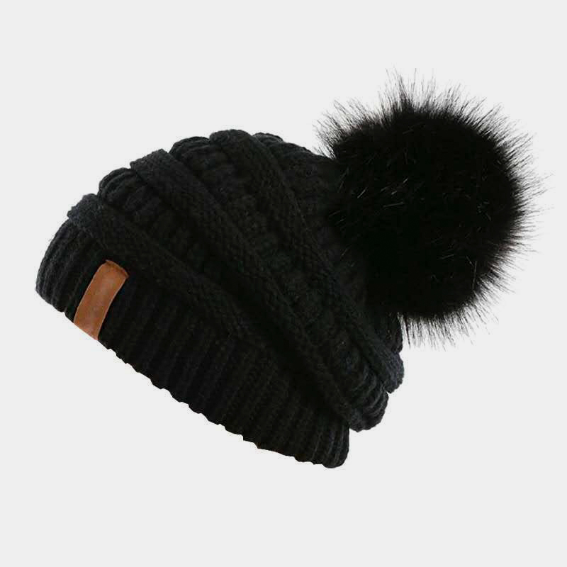 H00010 Aftagelig pels Pom varm strikhue