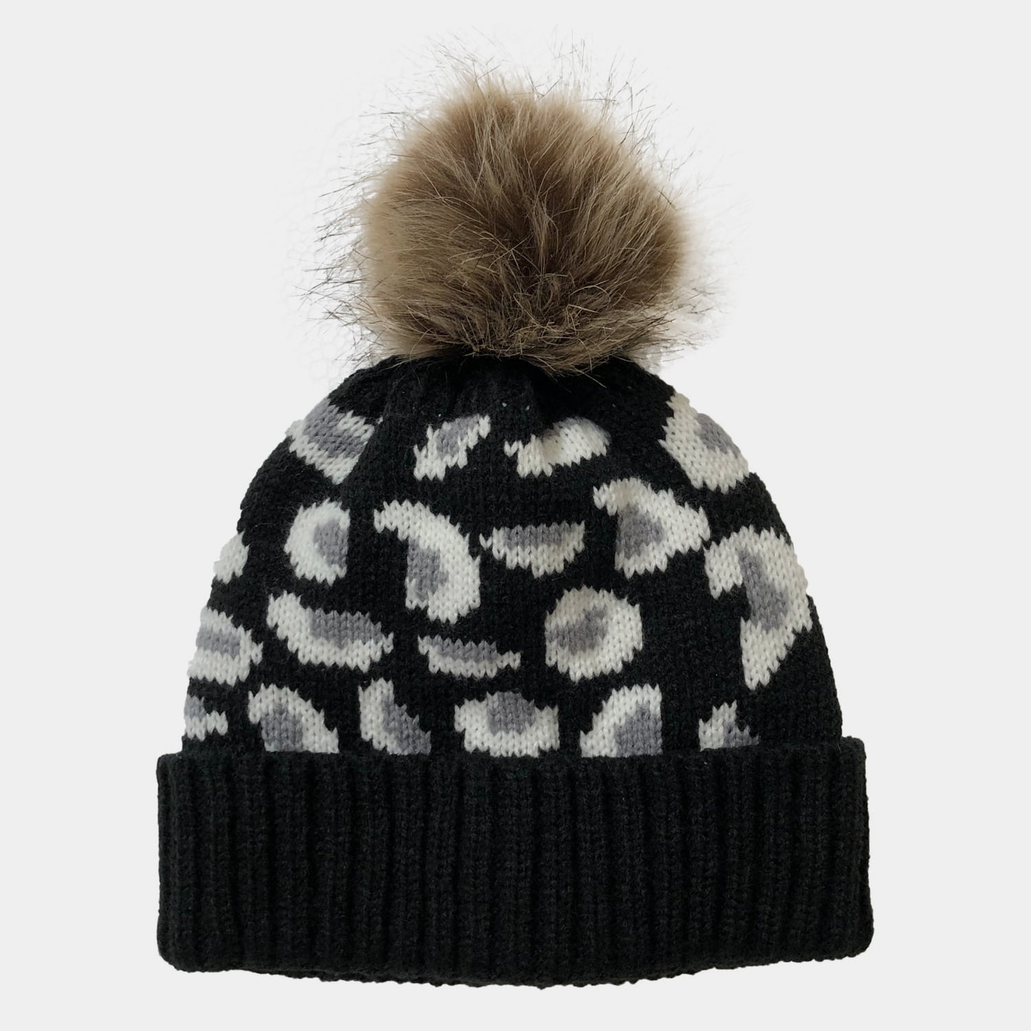 H00004 Leopard Jacquard strikket hue til kvinder
