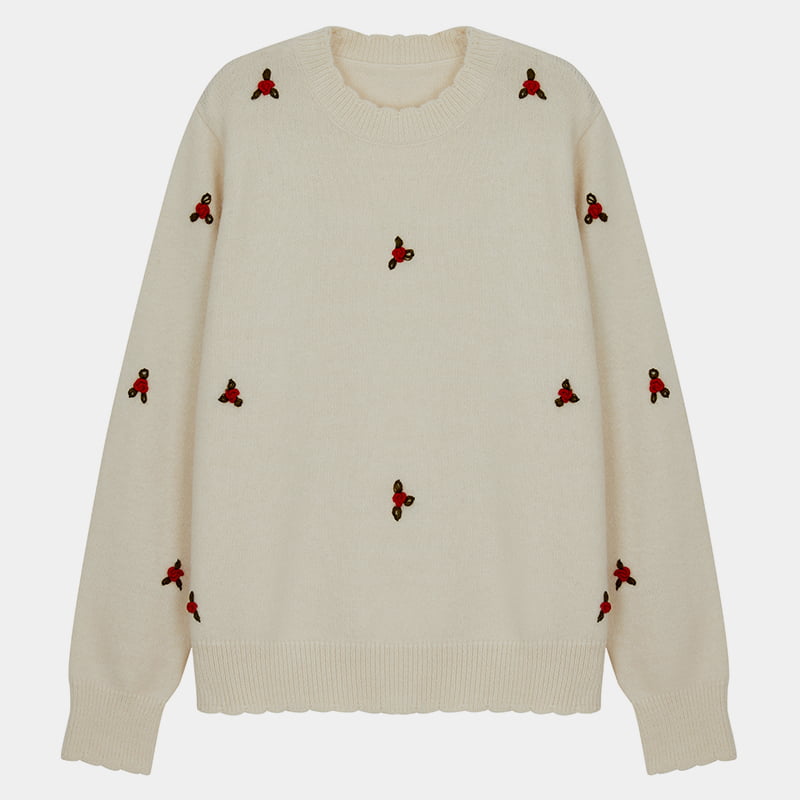 ML2207 Lazy Style Petal Collar Håndlavet Blomsterstrikket Jumper