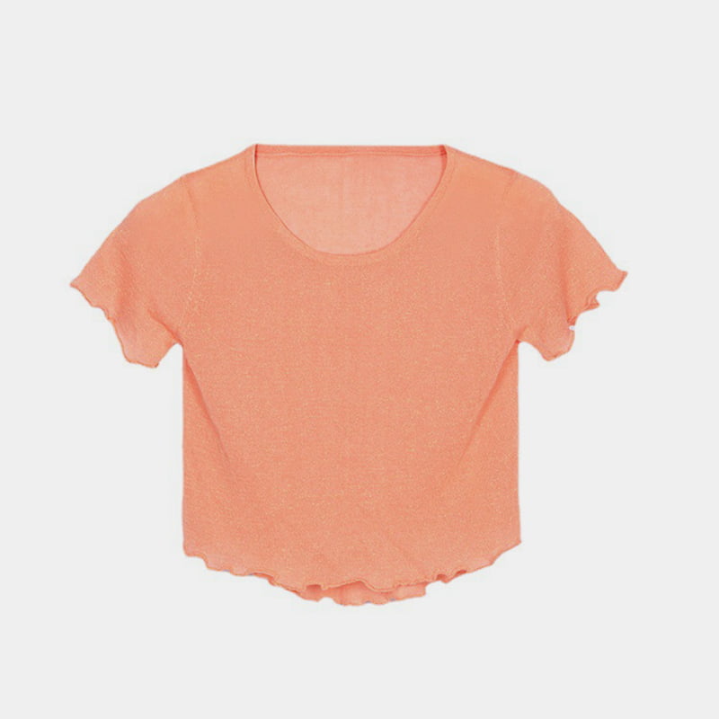 SM-K0003 Forår/Sommer Isgarn Ice Linned Kortærmet Ensfarvet Fin Flash Tynd strikket Jumper