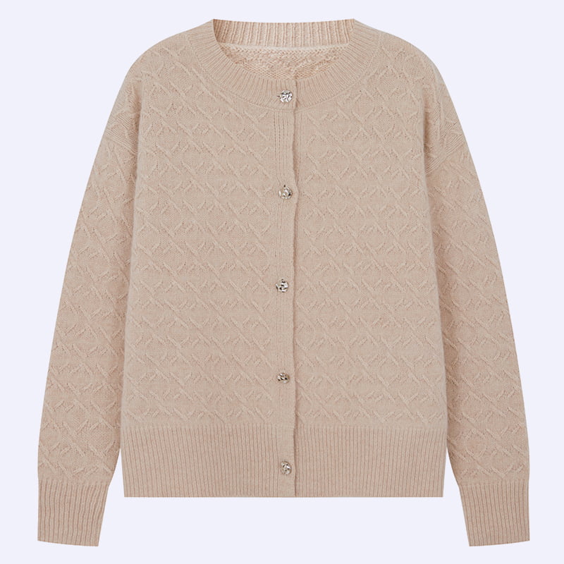 ML2203 Tynd strikket cardigan til kvinder med rund hals, tidligt forår efterår