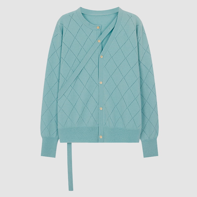 ML2212 Diamond hul halsudskæring bånd Design strik cardigan sweater