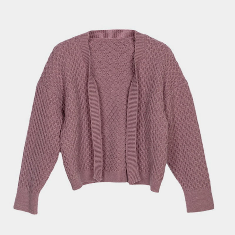 SM-K0044 Tredimensionel twist strikket cardigan knapfri efterårs/vinter sweater