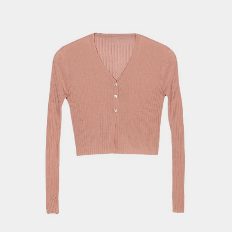 SM-K0005 Lodret stribet kort strikket cardigan i hør til kvinder, solcremejakke, solcreme