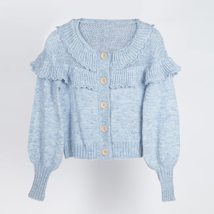 SM-K0007 Sød flerlags blondekrave Mohair strikket cardigan